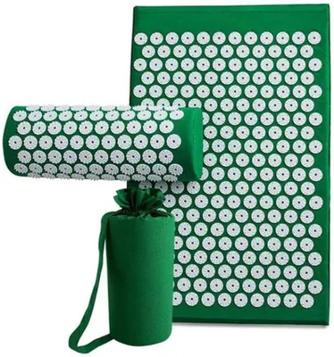 Image de Kit de massage - Tapis d'acupression - Relaxation musculaire - Stimule la circulation sanguine - 40 x 20 x 20 cm - Vert
