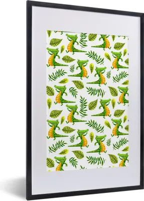 Produktbild von MuchoWow® Gerahmtes Poster Krokodil - Kinder - Design 40x60 cm - Poster mit Schwarzem Bilderrahmen Wandposter Rahmen Foto Bilder - Poster in Rahmen