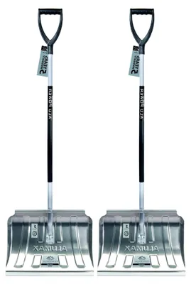 Produktbild von 2 Stück Metall Schneeschaufeln mit ergonomischem Griff - Für kleine und große Schneemengen