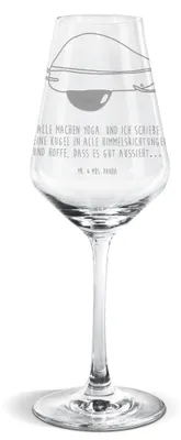 Produktbild von Mr. & Mrs. Panda Weinglas Avocado Yoga - Transparent - Geschenk, Weißwein Kelch, Weißweinkelch, Unsportlich, wein glas, Humor, Haha, Bauch, Hilfe