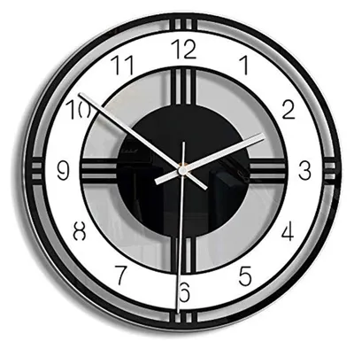 Stille Wanduhr 28 cm Acryl rund, batteriebetrieben, Stil B