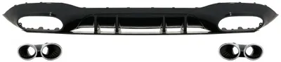 Image de Diffuseur de pare-chocs arrière pour Mercedes Classe A V177 berline, modèle 2018 et suivants, finition chromée, pour échappement.