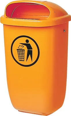 Image de SULO Poubelle 50l plastique orange hauteur 395 x largeur 250 x profondeur 650mm avec capot de pluie - 1052434