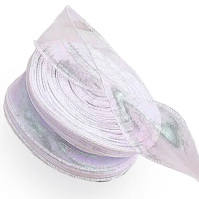 Geschenkband, Satin, Weiß, 1 Stück
