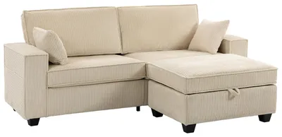 Produktbild von HOMCOM Ecksofa 216 cm L-Form Sofa mit Umkehrbarem Aufbewahrungshocker, Beige