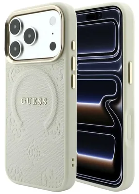 Obrázok produktu pre Kryt Case Guess Saffiano Peony & Ring MagSafe pre iPhone 18 Pro / 17 Pro, béžovej farby
