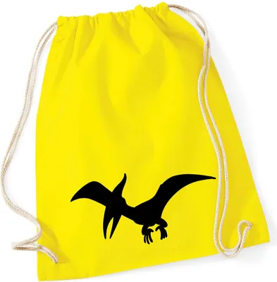 Produktbild von Huuraa Turnbeutel Pteranodon Dinosaurier 12 Liter Yellow Baumwolle Rucksack Geschenkidee