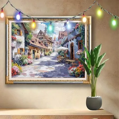 Imagen del producto de Kit de pintura con diamantes 5D para adultos, tamaño grande (100x133 cm), paisaje, calle. Cuadro de diamantes para niños, manualidad de bordado con cristales, kit de pintura DIY para dormitorio, decoración de pared. Modelo 511N-3039