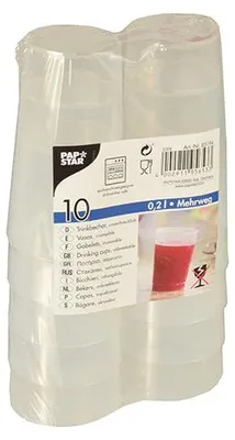 Produktbild von 400x Mehrwegbecher 0,2 l Ø 6,5 cm · 11,4 cm transluzent unzerbrechlich
