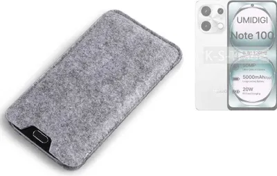 Produktbild von K-S-Trade Filz Handyhülle kompatibel mit UMIDIGI Note 100 Schutzhülle Filztasche Filz Tasche Case Sleeve Handy Hülle Filzhülle grau