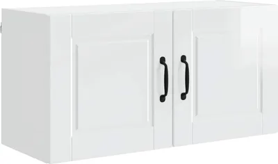 Produktbild von Geschirrspülerfront mit Regal Hochglanz Weiß 80 x 31 x 40 cm