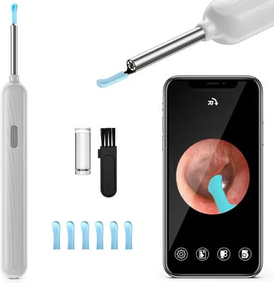 Produktbild von Ohrenschmalzentferner-Otoskop, WiFi-Ohrreiniger mit Kamera, HD-Ohr-Endoskop 360° Weitwinkel für iPhone, i-Pad, Smartphones