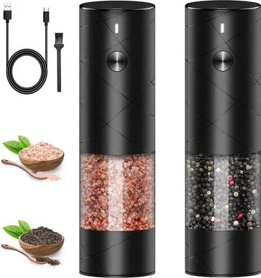 Obrázok produktu pre Sada nabíjateľných mlynčekov na soľ a korenie, keramika, USB