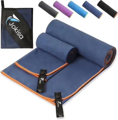 Productafbeelding van Microvezel handdoeken set 2 stuks, 180 x 90 cm + 100 x 50 cm, sneldrogend, voor fitness