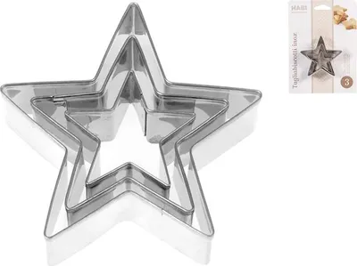Immagine prodotto di Confezione 3 tagliabiscotti in acciaio inox, forma stella.