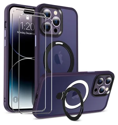 Immagine prodotto di il set di cover protettive 2in1 per l'Apple iPhone 16 Pro è composto da 2x protezioni per lo schermo in vetro 9H e 1x custodia in silicone - cover in viola