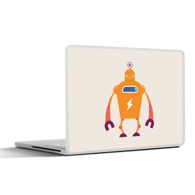 Produktbild von MuchoWow® Laptop Aufkleber Sticker Cover Roboter - Antenne - Orange - Blitzschlag - Junge - Kinder 31x22.5 cm - Laptop-Deko