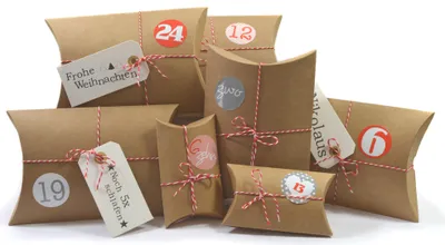 Produktbild von DIY Adventskalender zum befüllen HoHoHo natur, Ziffern rosa-rosa