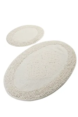 Produktbild von Mijolnir, Piante Oval - Ecru, Badematten, Mehrfarbig, Baumwolle, 60 x 100 cm