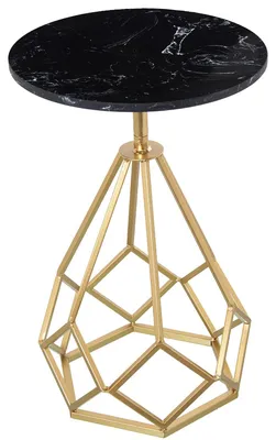 Runder Beistelltisch Marmor/Metall schwarz-gold 38x59 cm