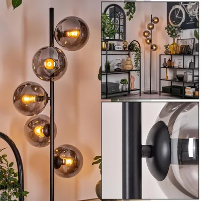 Produktbild von Fossobiubo Stehlampe aus Metall/Glas in Schwarz/Rauchfarben