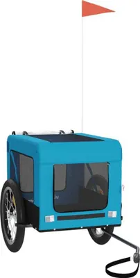 Image de vidaXL Remorque pour vélo Chiens Bleu et Noir Tissu Oxford & Fer