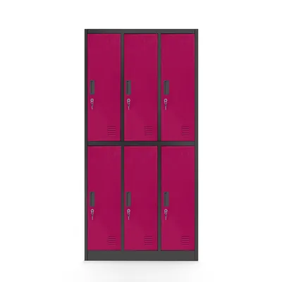 Image de Armoire 3B2A Armoire métallique Armoire métallique Armoire 6 compartiments 185 x 90 x 45 cm, Couleur : Anthracite-Fuchsia