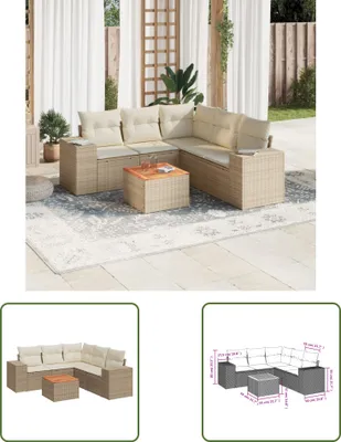 Produktbild von The Living Store 6-tlg. Garten-Sofagarnitur mit Kissen Beige Poly Rattan