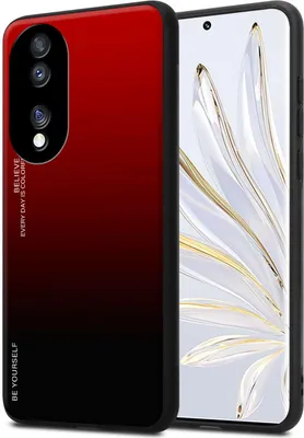 Produktbild von Cadorabo Hülle für Honor 70 in ROT - SCHWARZ Zweifarbige Schutzhülle aus Tempered Glas und TPU Silikon Back Case Cover Etui Handy Hülle