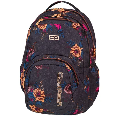 Zdjęcie produktu dla COOLPACK SMASH GREY DANIM FLOWERS 1066 plecak szkolny FLAVED wygodny kolorowy plecak dla dzieci młodzieży