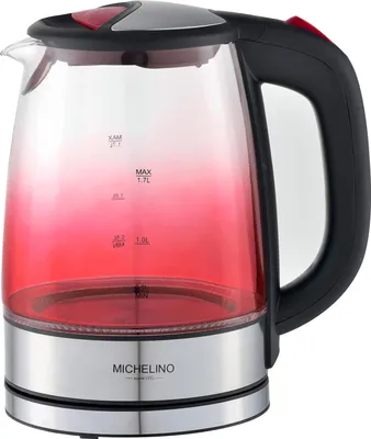 Obrázok produktu pre sklenená kanvica s objemom 1,7 litra LED osvetlenie ochrana proti vyvareniu, červená