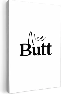 Produktbild von MuchoWow® - Leinwandbilder - Zitat - Netter Hintern - Weiß - Sprichwörter, Wandbild, Wanddeko Bilder Wohnzimmer, 80x120 cm