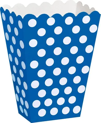 Produktbild von 8 Popcorn Boxen mit blauen und weißen Punkten - Einheitsgröße