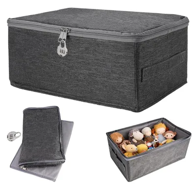 Image de Boîte verrouillable, 30 x 20 x 14 cm, boîte de rangement verrouillable avec serrure à combinaison, boîte pliable et verrouillable avec serrure, pour vêtements