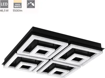 Zdjęcie produktu dla Eglo 99328 FRADELO 1 LED lampa sufitowa 46,5W 520x520mm czarny przezroczysty ciepły biały