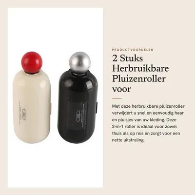 Produktbild von Fusselrolle, wiederverwendbar - Kleiderrolle - Tragbar - Fusselbürste - Leichtgewicht - 15/25 cm teleskopisch - Fusselentferner