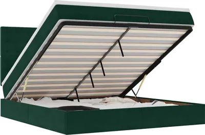 Zdjęcie produktu dla vidaXL Łóżko otomana z materacem i diodami LED ciemnozielony aksamit 160x200 cm