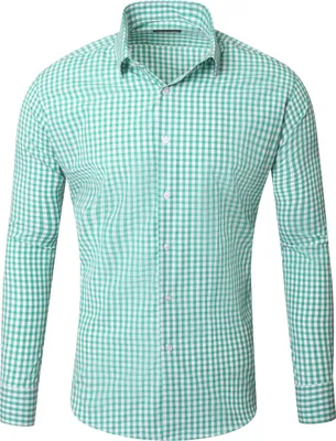 Produktbild von Reslad Herren Hemd Vichy Karomuster Langarmhemd RS-7007 Grün L