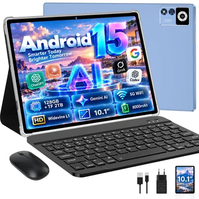 Produktbild von Android 15 Tablet mit Tastatur und Maus Gemini AI Tablet Blau