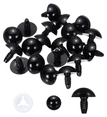 Produktbild von Sicherheitsaugen 18 mm - 20 Stück Kunststoff-Bastelaugen mit Unterlegscheiben - Für Stofftiere Häkelspielzeug und Puppen - Schwarz