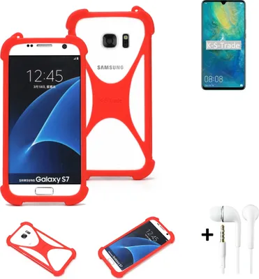 Produktbild von Handy-hülle + Kopfhörer kompatibel mit Huawei Mate 20 X 5G Schutz-hülle Bumper Silikon Schutz Hülle Cover Case Silikoncase Silikonbumper TPU
