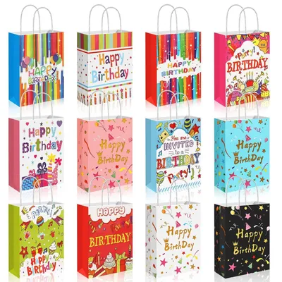 Produktbild von 12 St. Geschenktüten Kindergeburtstag Partytüten Kinder Mitgebsel Kraftpapier