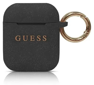 Image de Guess Guaccsilglbk Airpods 1/2 Coverczarny/Black Silicone Glitter