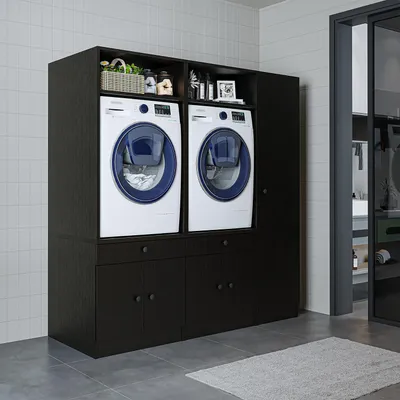 Produktbild von Roomart SERIE 1 Schrankwand 179 cm breit, Schwarz-Eiche