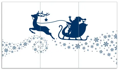 Produktbild von Wallario Herdabdeckplatte aus Glas, Größe 90 x 52 cm 3-teilig, Motiv Weihnachtsmann auf seinem Schlitten mit Rentier