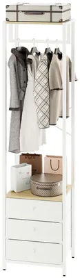 Image de Porte-manteau sur pied avec tiroir, Organisateur de placard haut pour salon et chambre