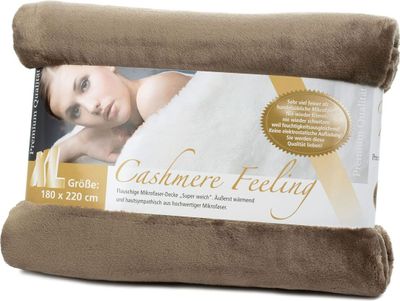 GÖZZE Wohndecke Cashmere taupe BL 180x220 cm braun Decke Kuscheldecke Sofadecke