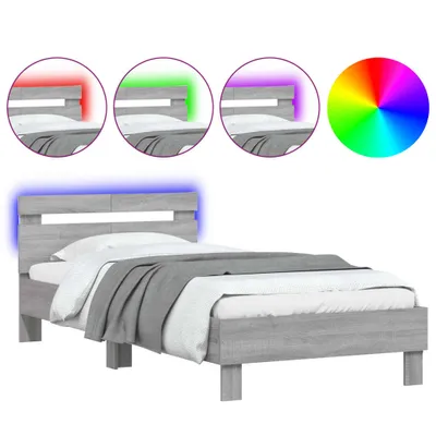 Immagine prodotto di vidaXL Struttura letto con testiera e luci LED Grigio Sonoma 100x200cm