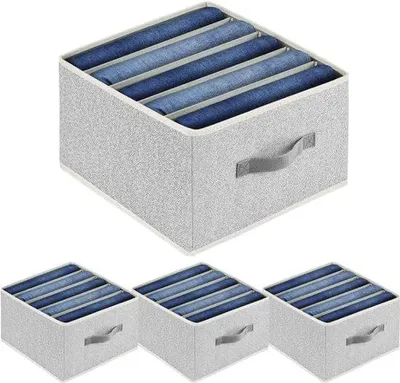 Immagine prodotto di Set di 4 organizer per cassetti Famanu, contenitori pieghevoli con scomparti per abbigliamento, jeans, camicie, coperte, biancheria intima