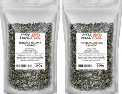 Zdjęcie produktu dla Herbata Zielona Mango 200g Owocowa Liściasta naturalna suszona Kol-Pol